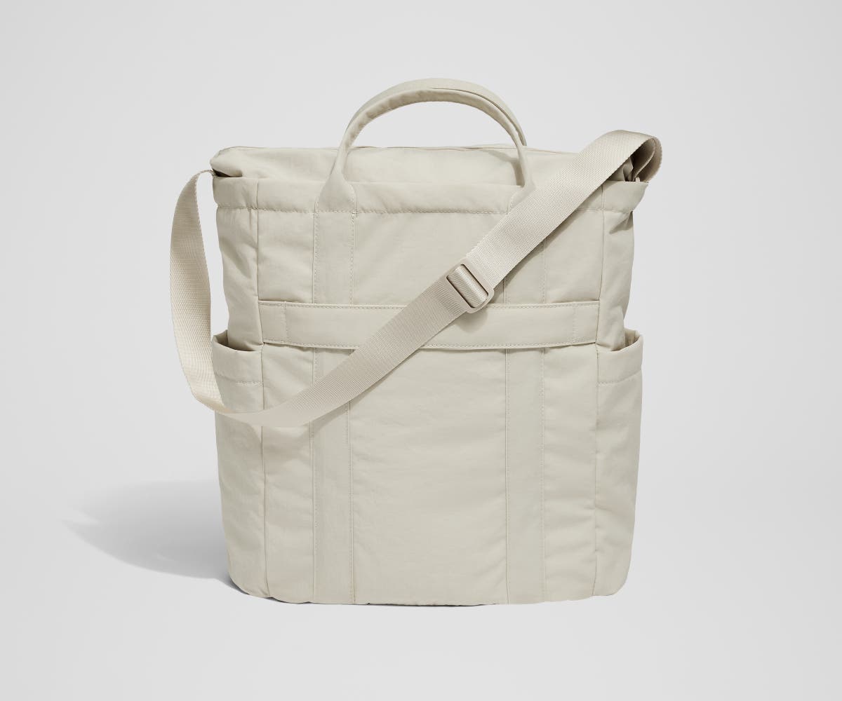 Courtside Tote in Salt White Textured Nylon - Image 3