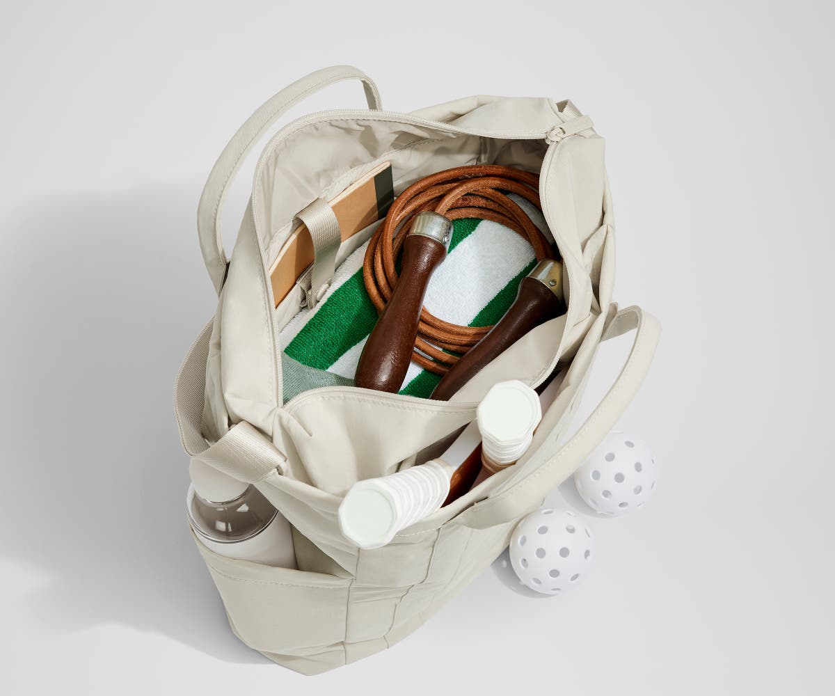 Courtside Tote in Salt White Textured Nylon - Image 5