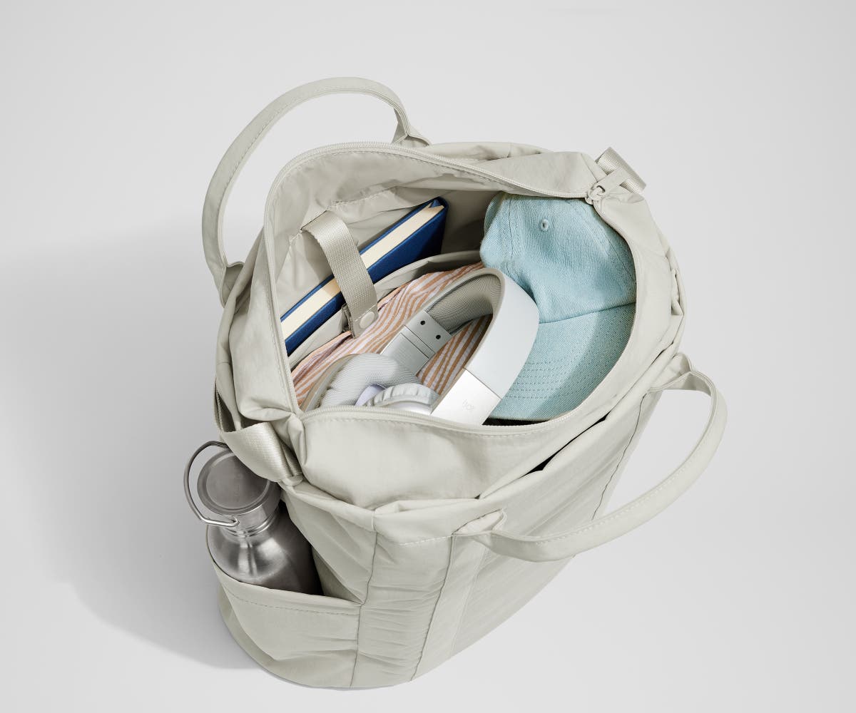 Courtside Tote in Salt White Textured Nylon - Image 6