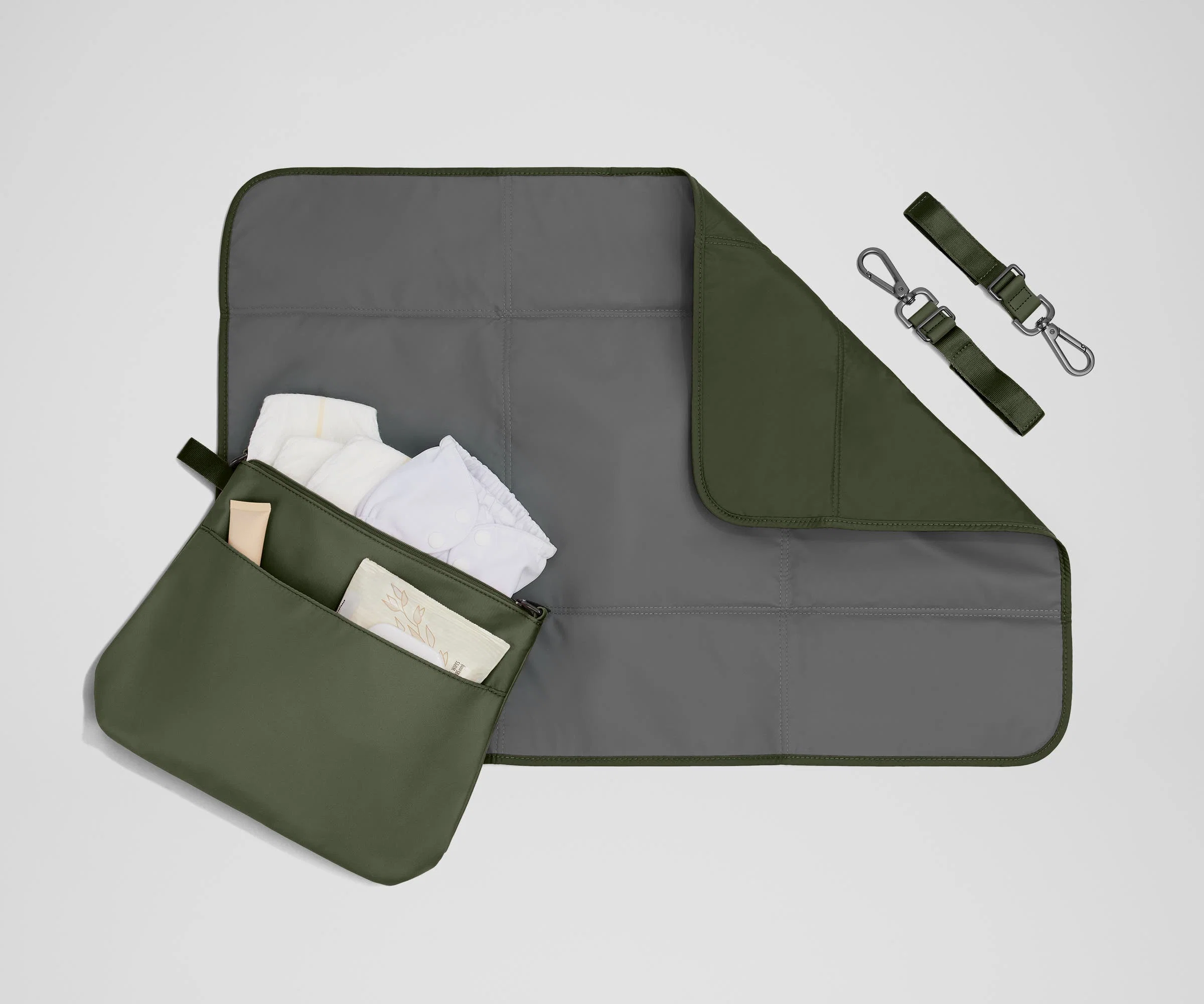 The Double Diaper Backpack in Olive Green - Image 9