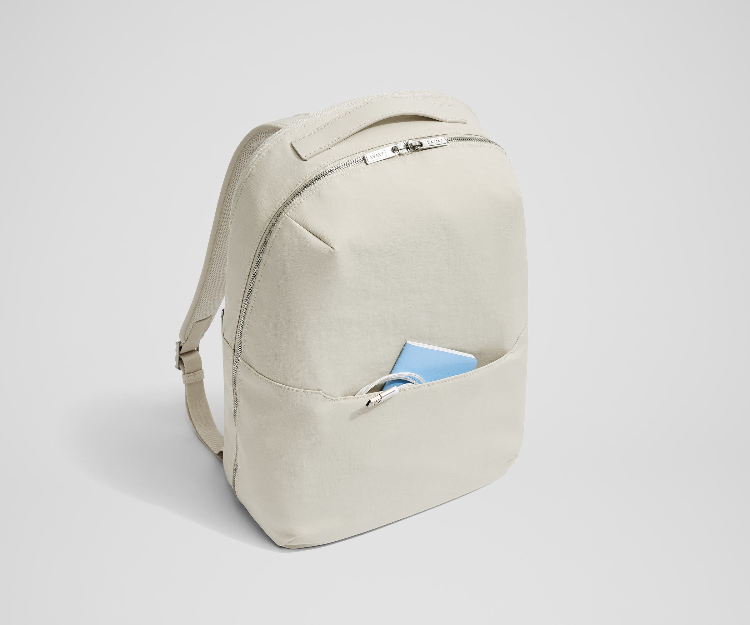 The Everywhere Zip Backpack in Salt White Textured Nylon - Image 4