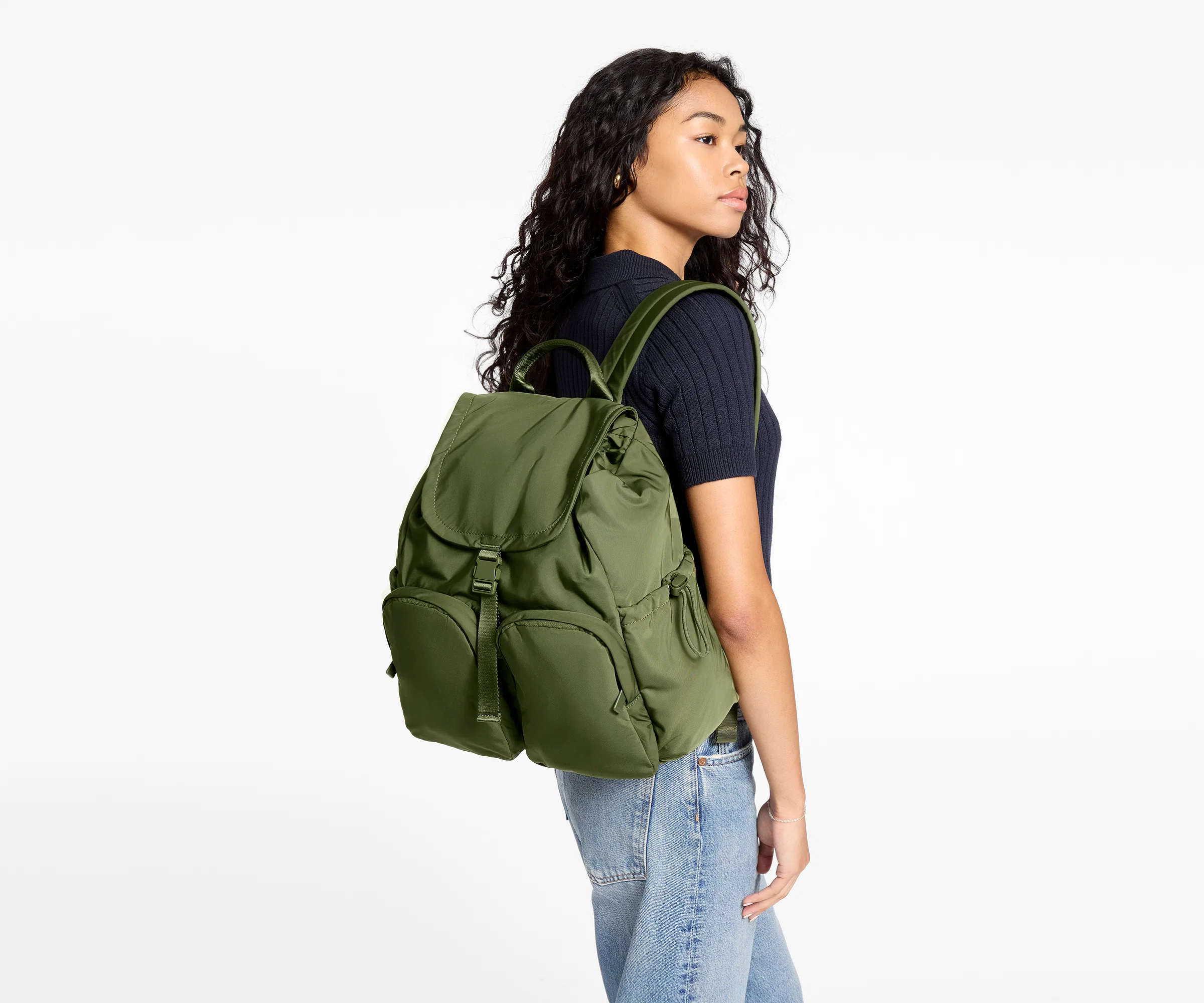 Featherlight Cargo Backpack in Olive Green - Image 5