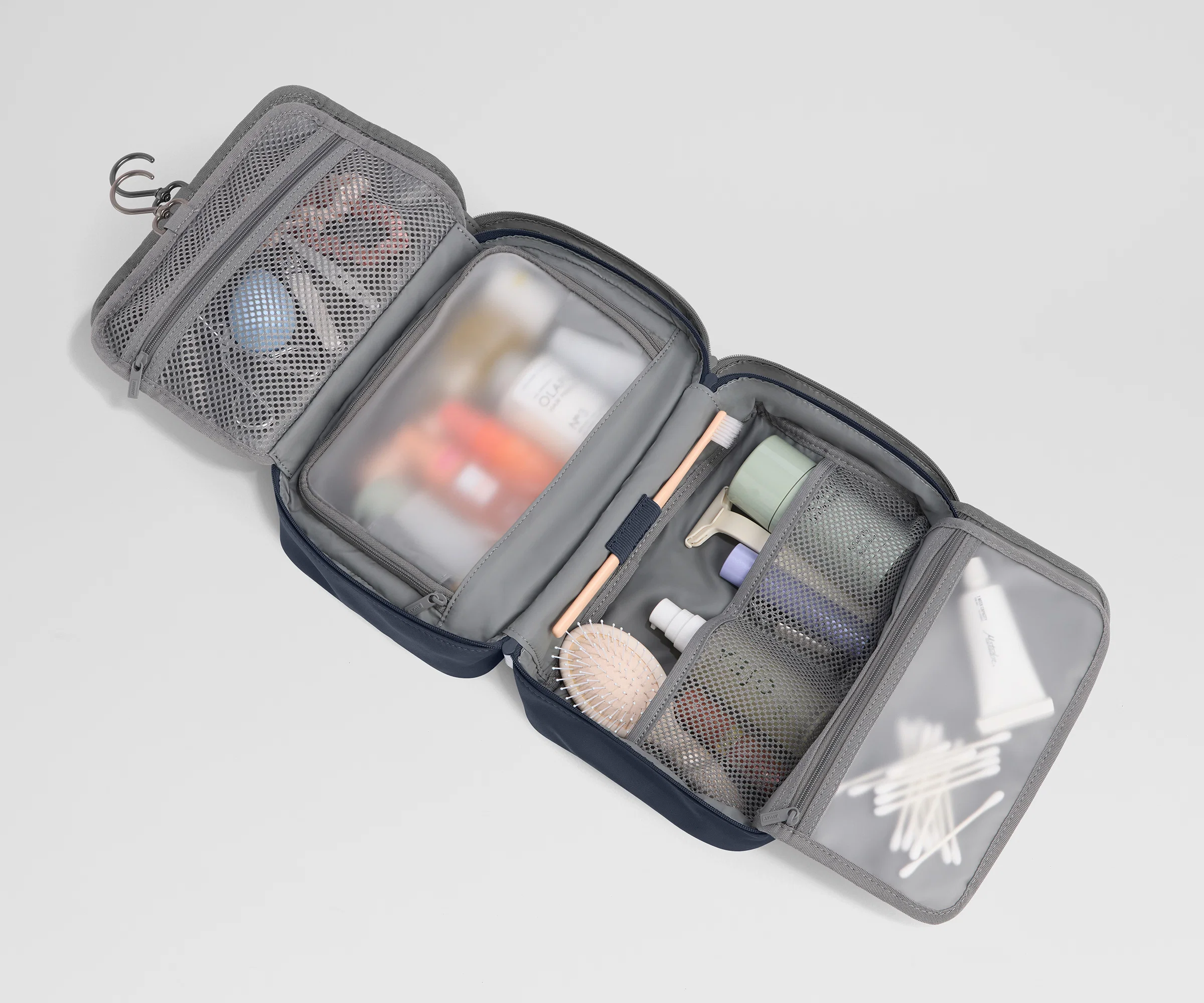Hanging Toiletry Bag in Navy Blue - Image 2