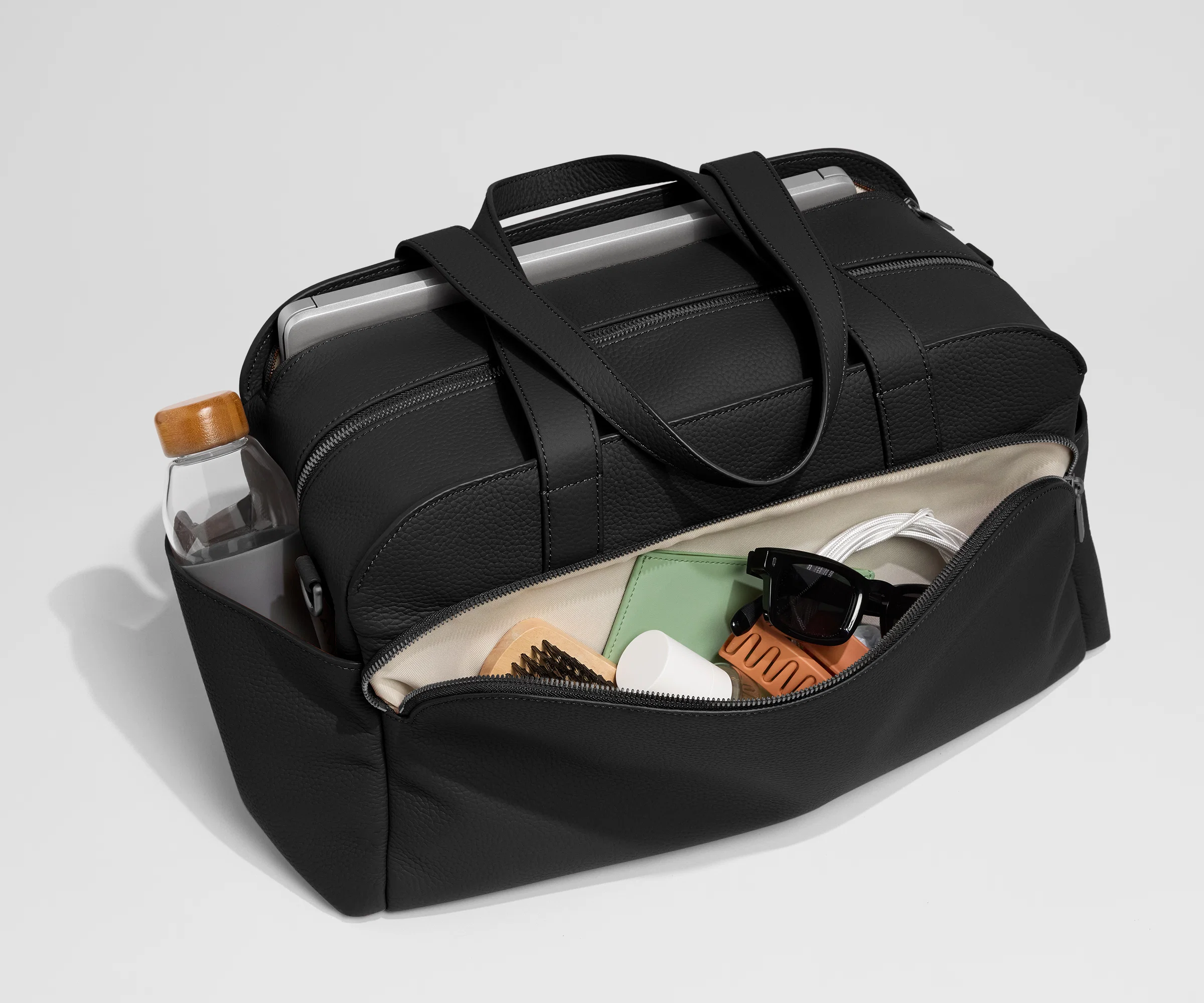 Leather Duffle in Jet Black - Image 3