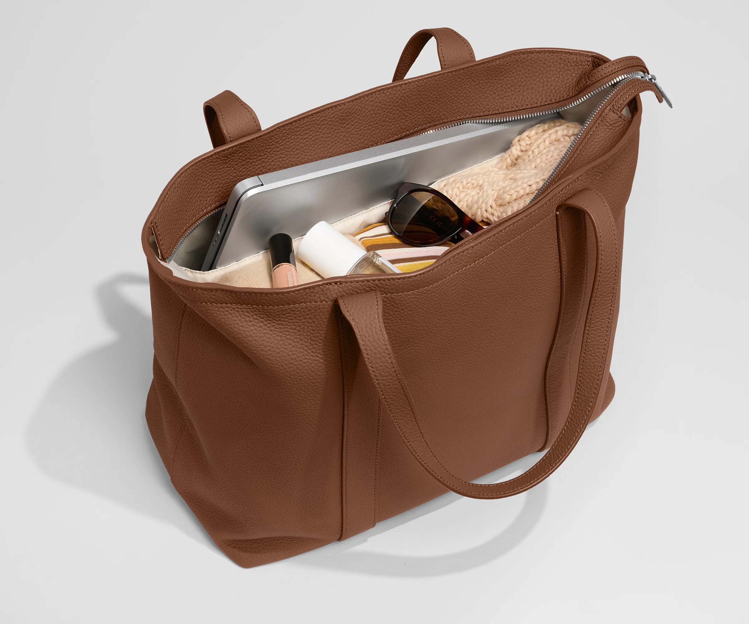 Leather Tote in Saddle Brown - Image 2