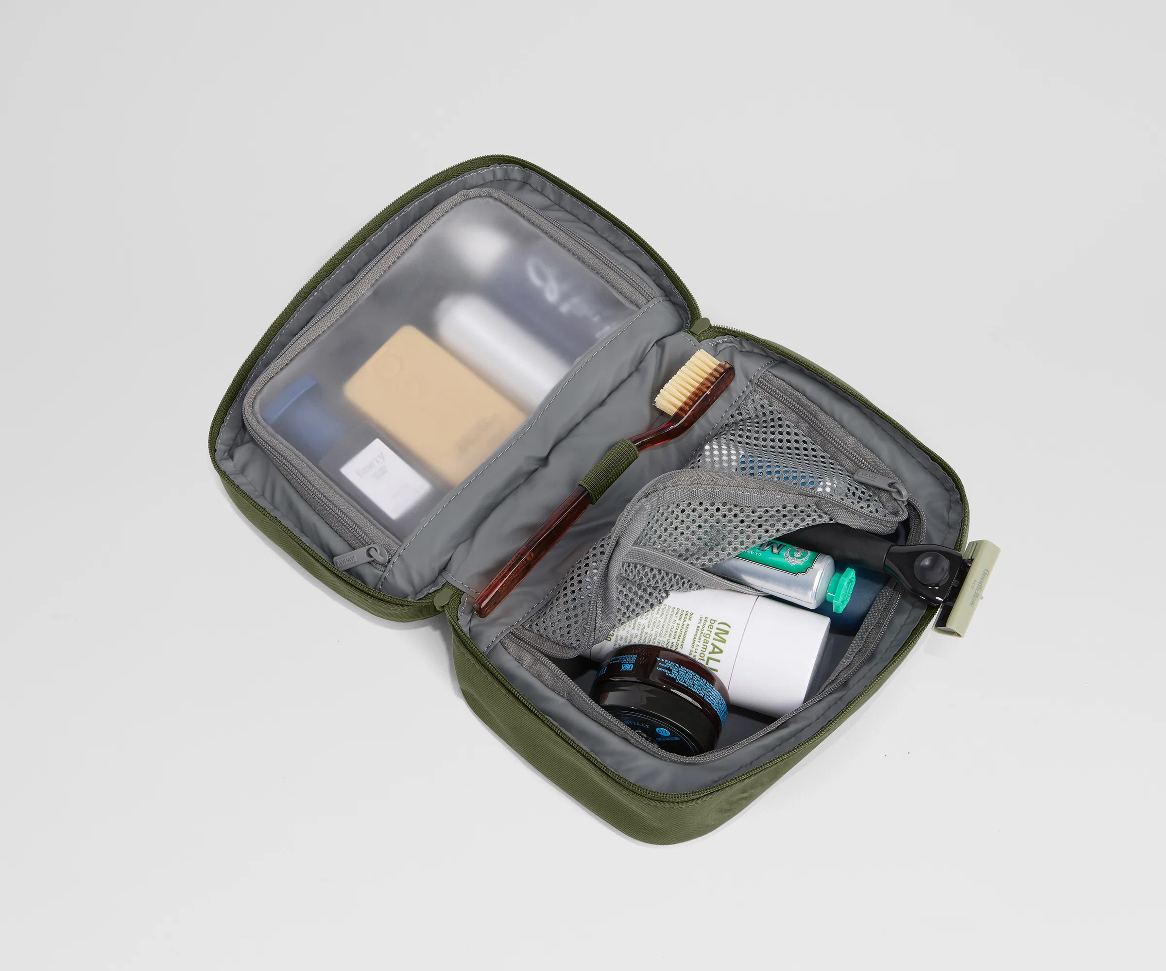 Small Toiletry Bag in Olive Green - Image 3
