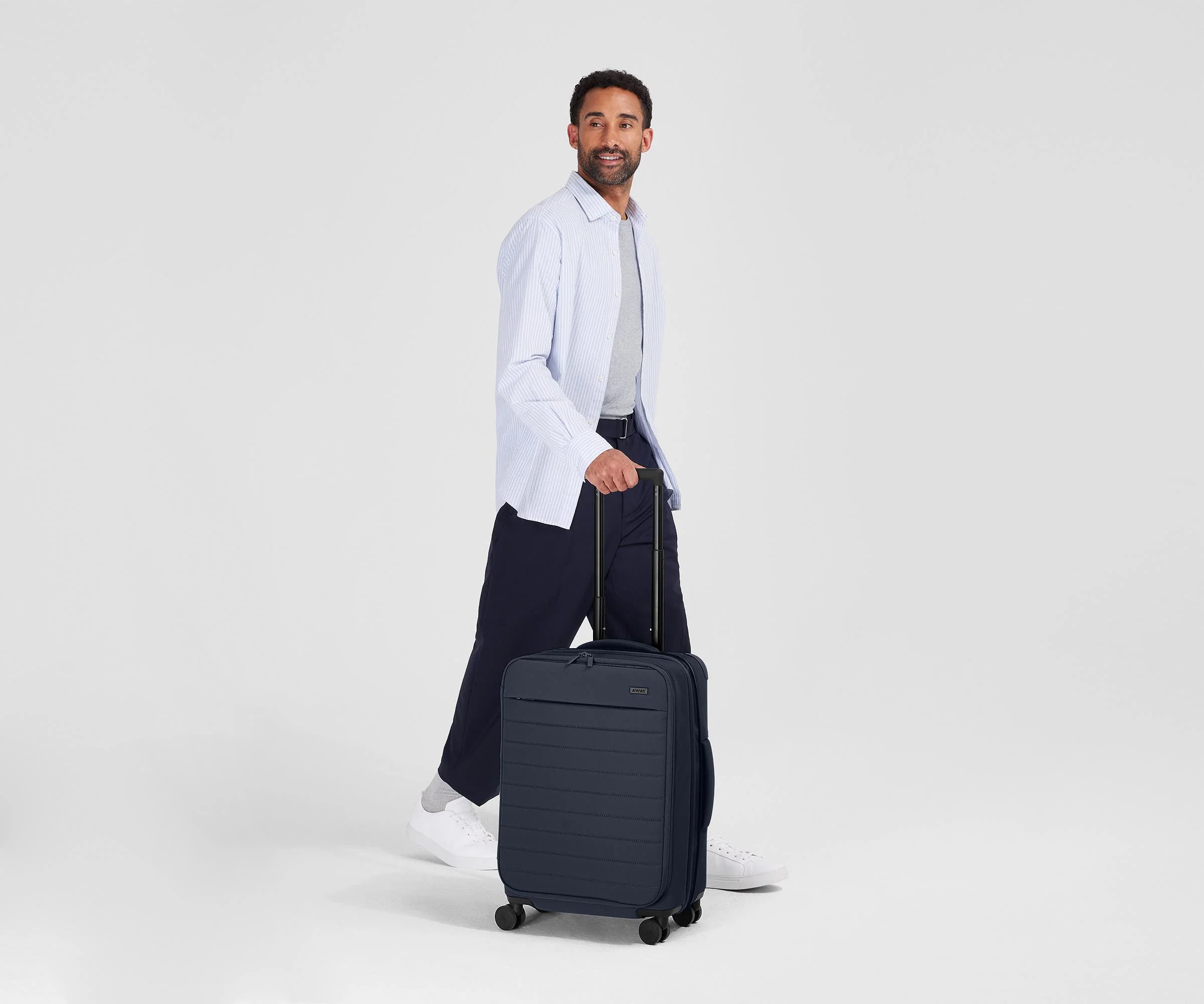 Softside Bigger Carry-On in Navy Blue - Image 4