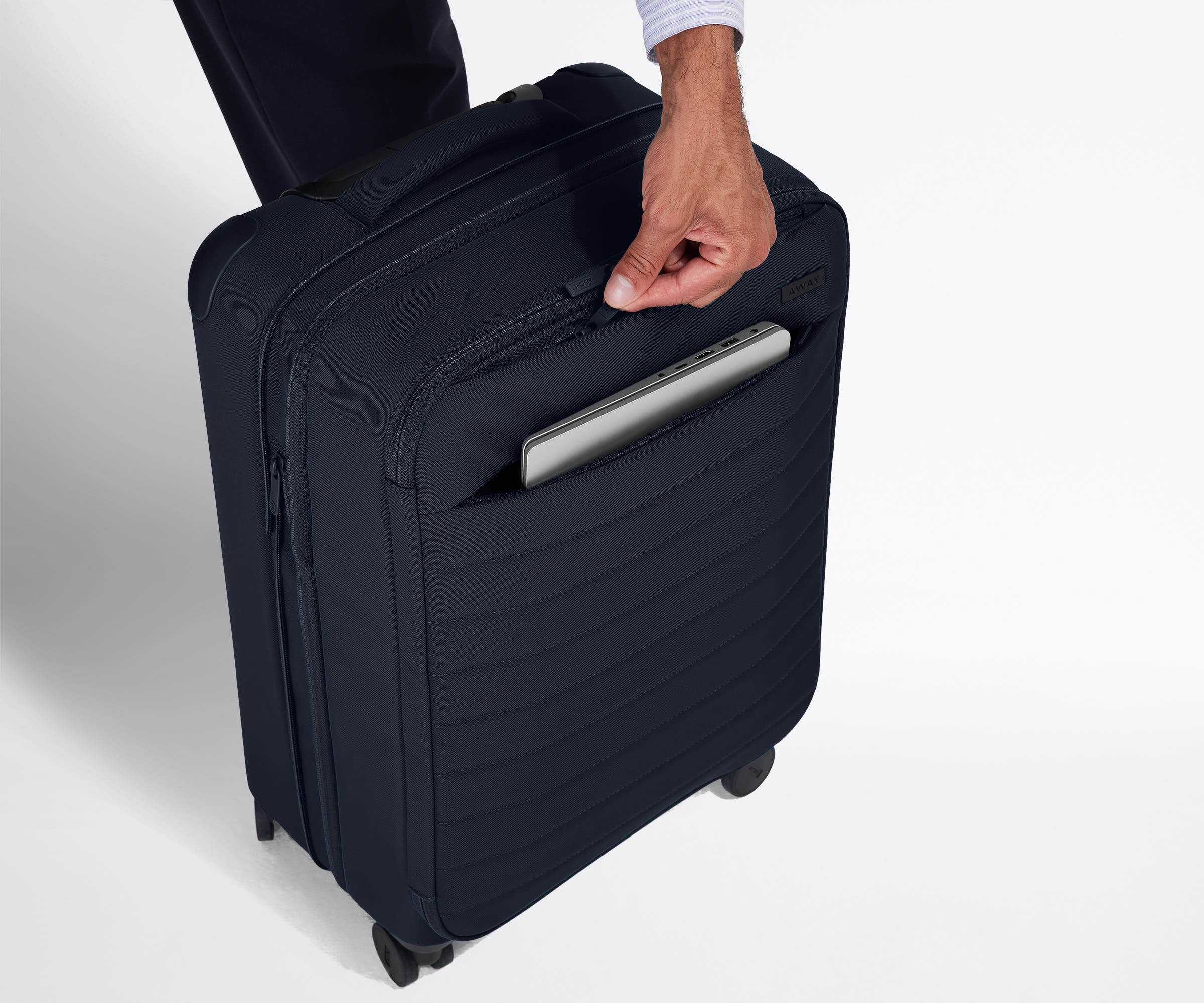 Softside Bigger Carry-On in Navy Blue - Image 6